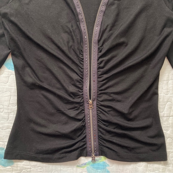 Vintage 90s Bebe Bedazzled Zip Up Top 💋 - Picture 4 of 5